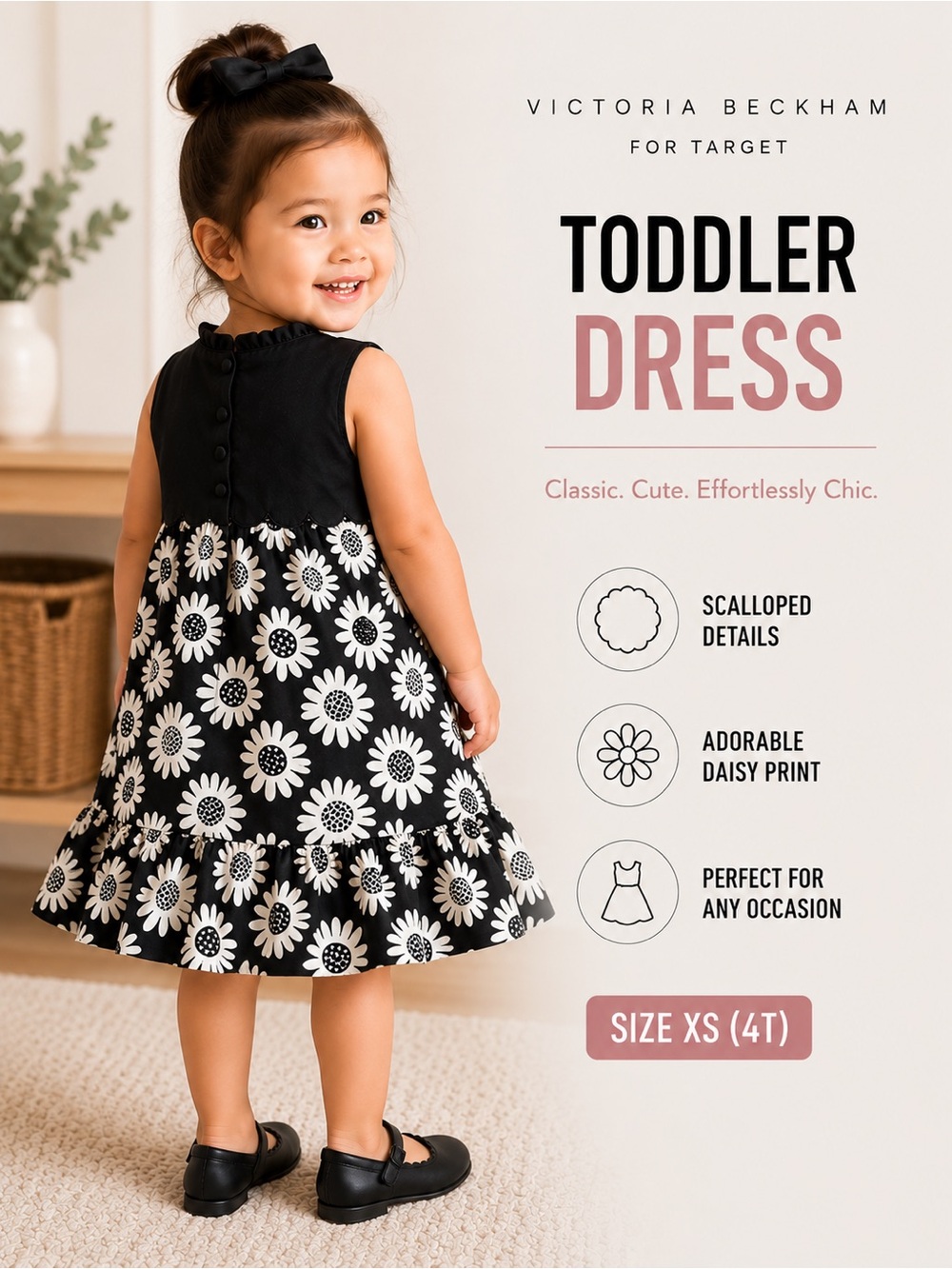 🖤 Victoria Beckham for Target Toddler Black & White Daisy Dress